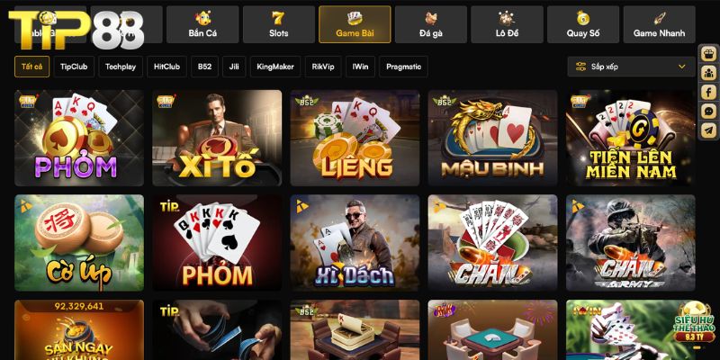 Tìm hiểu về sảnh game bài tại TIP88